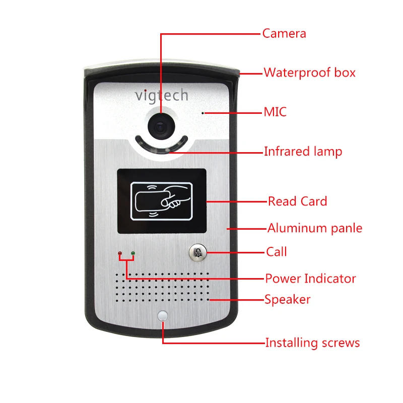 Vigtech Главная 7 "видео домофон Системы с 1 золотой монитор 1 RFID Card Reader HD дверной звонок Камера бесплатная доставка