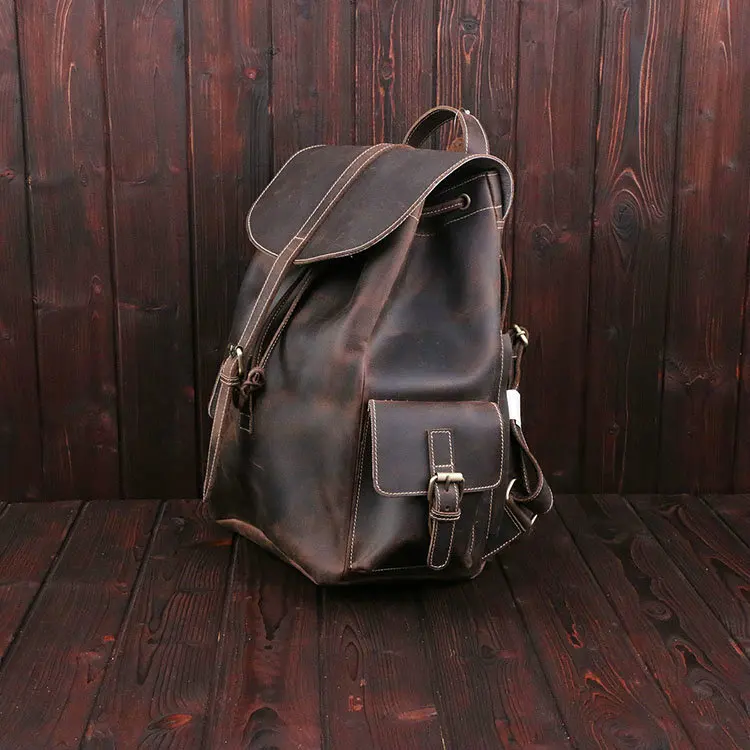 Braun Leder 1 Frauen Weibliche Tasche Rucksäcke Horse Crazy Echtem Marke Retro Schulter Luxus Reisetasche Männer Und qfZtOn4x