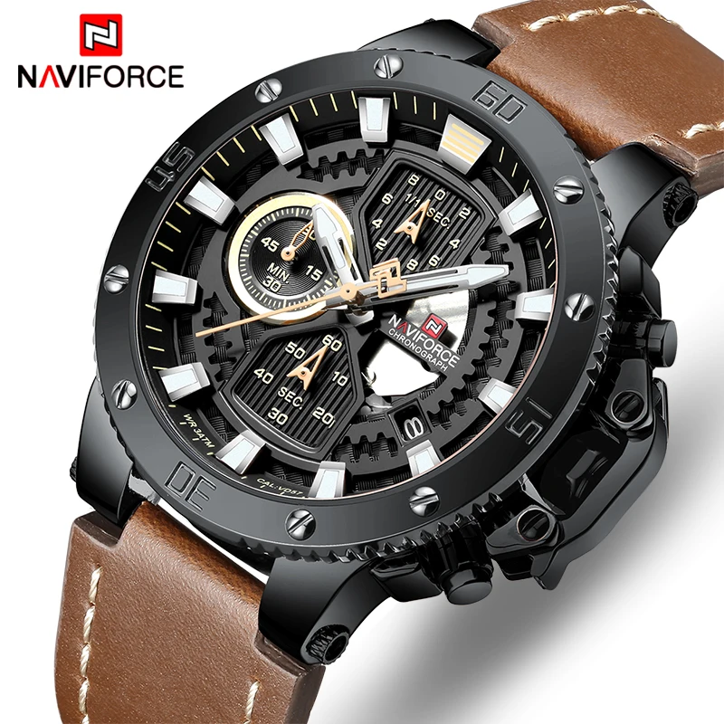 Часы наручные NAVIFORCE Мужские кварцевые роскошные Брендовые спортивные