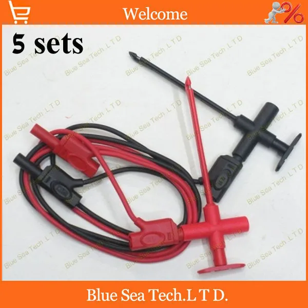 

5 sets Multimeter & car industry test tool kids/sets.test hook/clip +1.0M plug test cable 2 in 1 testing tool,CATIII 1000V/16A