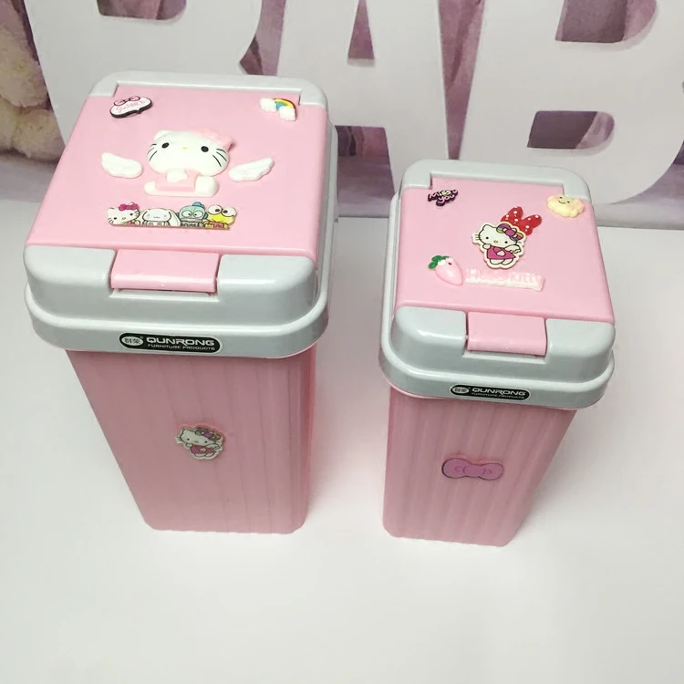 

6/10L Pink Hello Kitty Bedroom Trash Can Pressing Type Cute Garbage Cans with Lid KT Cat Cartoon Bathroom Trash Can Storage Bins