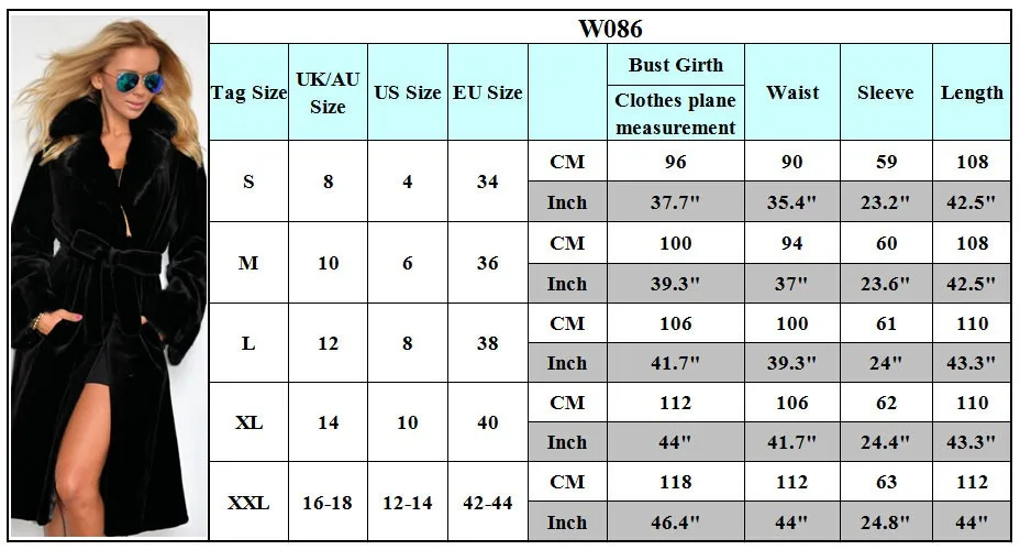 Winter Women Faux Fur Coat Women Winter Warm Thick Wool Coat Jacket New Fashion Black Long Coat With Belt