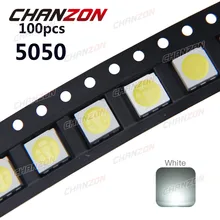 100 шт. SMD PLCC LED 5050 белый ультра яркий 15-18 лм 60ма 3 в поверхностное крепление SMT чип LED SMD5050 светоизлучающая Диодная лампа LED5050