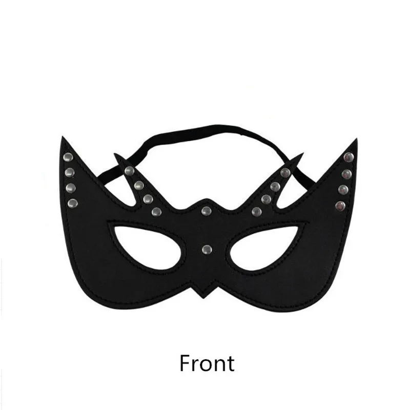 Маскарадная кожаная маска для глаз, черная маска для косплея из искусственной кожи, аксессуары для Хэллоуина, сексуальные экзотические аксессуары, Вечерние Маски - Цвет: black-1