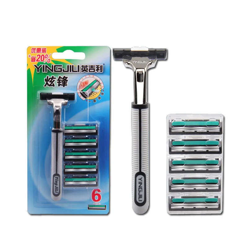 Shaver Manual For Men Double Layer Rotary Stainless Steel Blade With 6