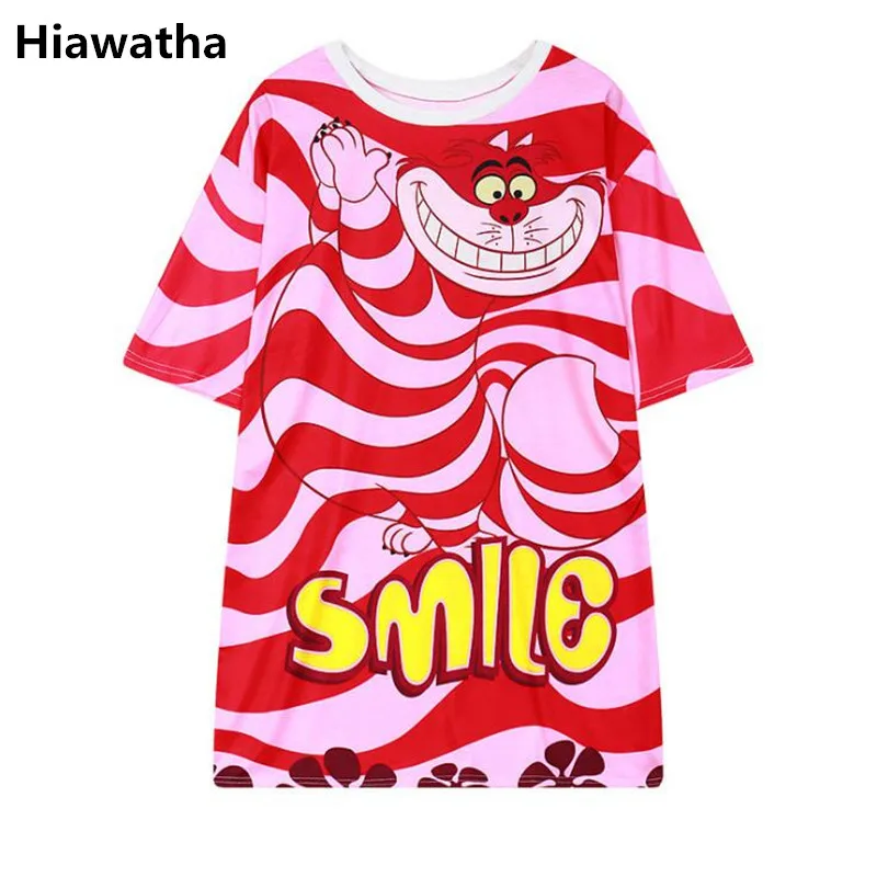 Hiawatha Smile Animal Цифровая печатная Футболка Женская Harajuku длинная футболка
