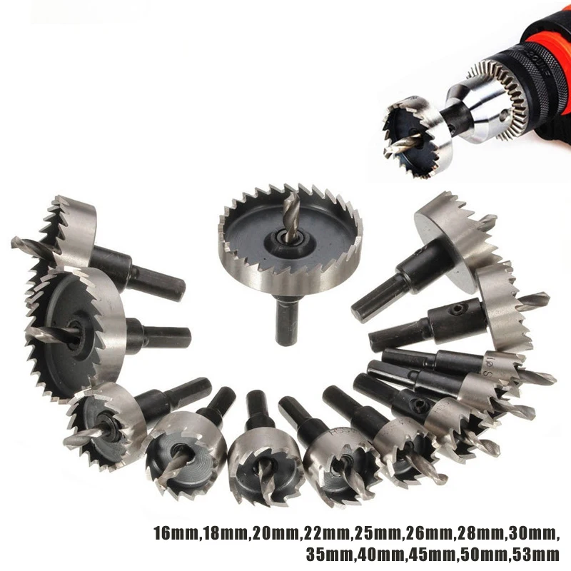 13pcs 16 53mm Hole Saw set HSS Durable Stainless Steel hole saw cutter