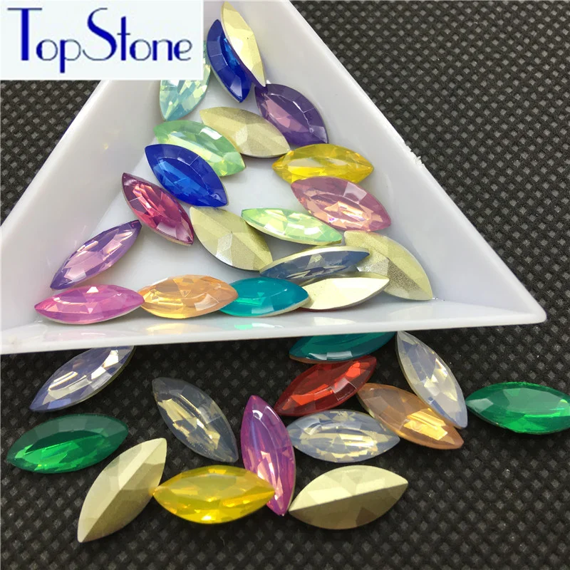 TopStone 5x10 7x15 мм Navette Смола опал Стразы заостренный обратно конский глаз Одежда