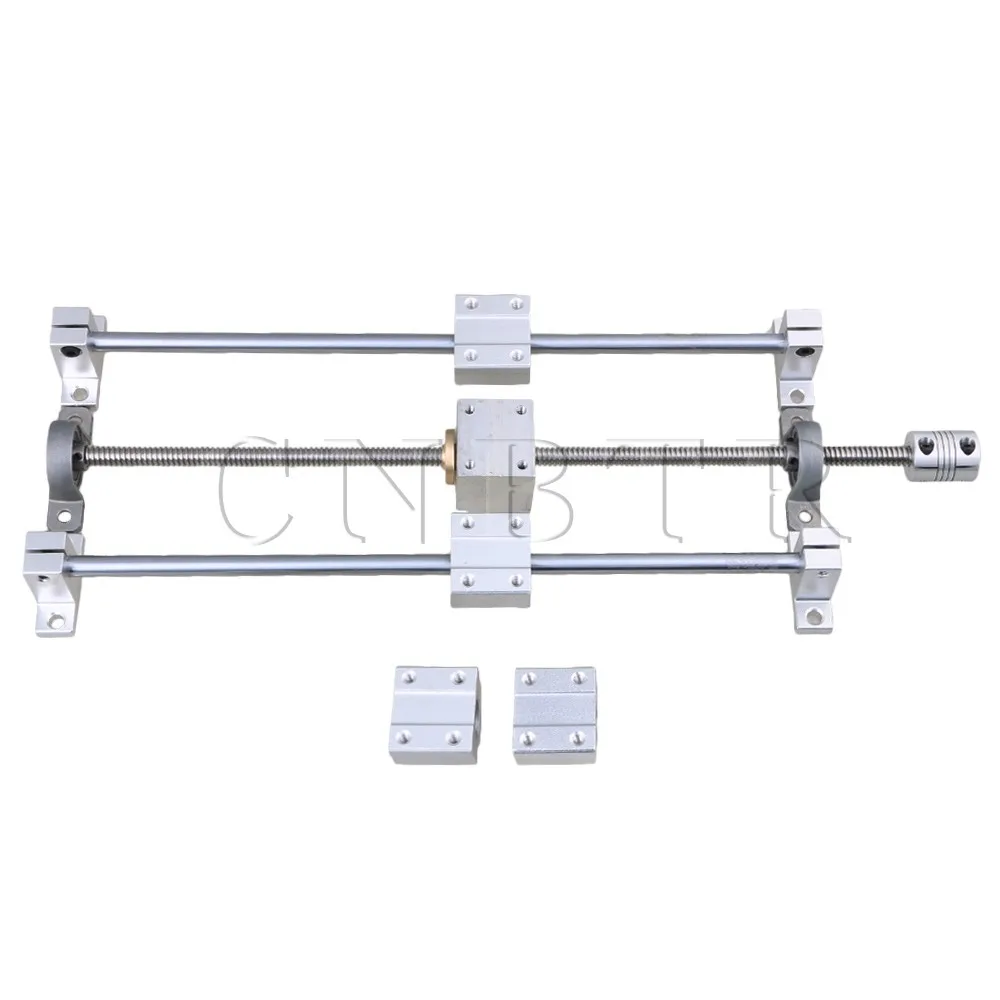 CNBTR Горизонтальная линейная 200 мм оптическая ось и T8 свинцовый винт с двойной рельсовой поддержкой с ЧПУ подшипниковый блок и шаговый соединитель Комплект поддержки