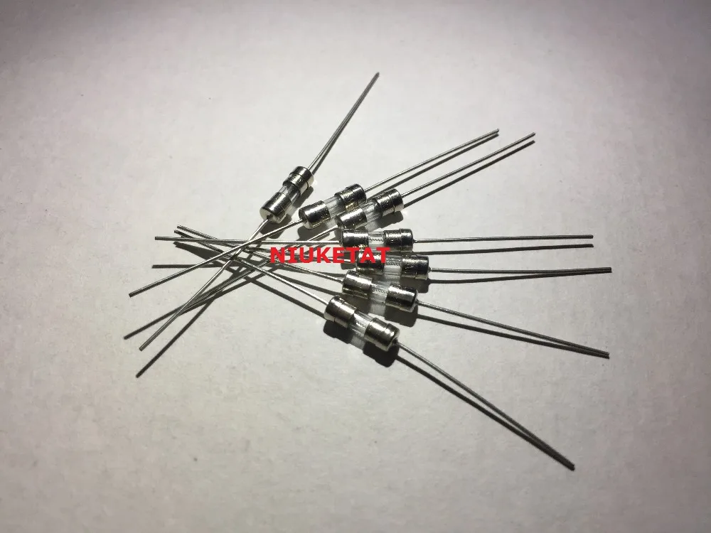 

NIUKETAT 50pcs 3.6*10mm T6.3A 250V slow Axial fuse Glass Tube with lead wire 3.6*10 T6.3A 250V slow fuse New and original