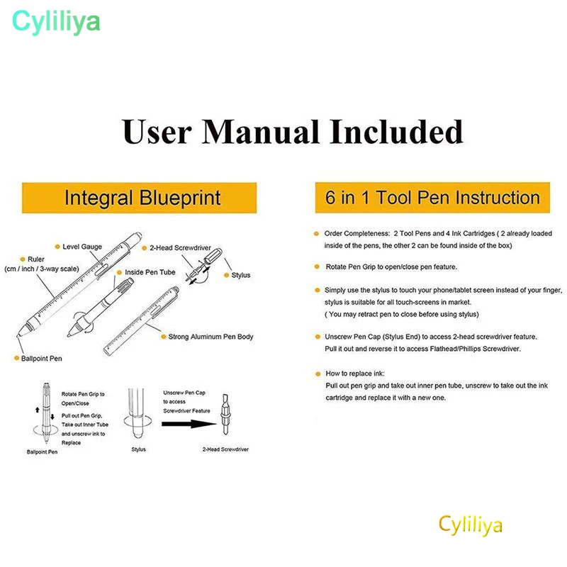 Многофункциональный прочный алюминиевый DIY инструмент с отверткой шариковая ручка емкостный стилус пузырьковая линейка-уровень Phillips Flathead