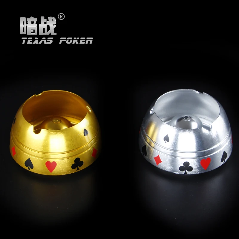 

Texas Hold'em Poker metal alloy ashtray Gold and silver can choose