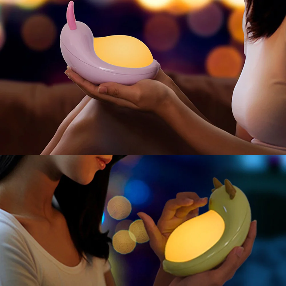 Electrodeless Cartoon LED Silicone Cattle Rabbit Night Light Touch Colorful Bedside Lamp Children Cute Night Lamp Bedroom Light