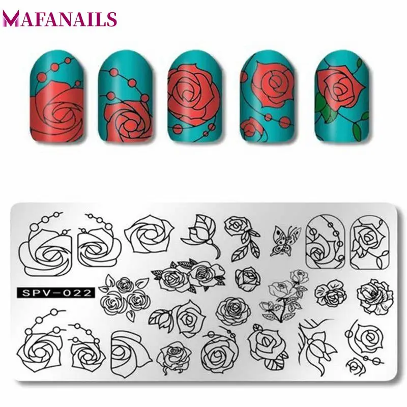 

1pc Rectangle Nail Stamping Plates Rose Flower Pattern Nail Art Stamp Stamping Template Image Plate Stencil Nails Tool 6*12cm