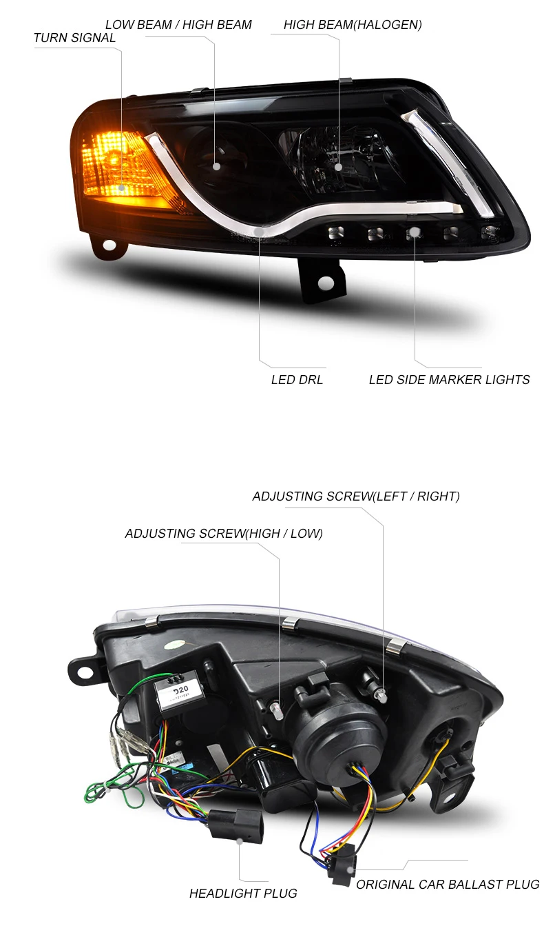 Автомобильный Стайлинг для Audi A3 фары 2008-2012 для Audi A3 светодиодный фонарь DRL Объектив двойной луч H7 D2H HID Xenon Биксеноновые линзы