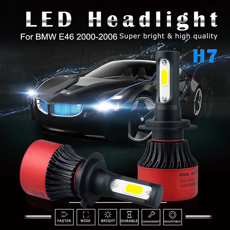 AUXITO 2X For BMW E46 2000 2006 H7 Canbus Car LED Headlights Bulb Fog