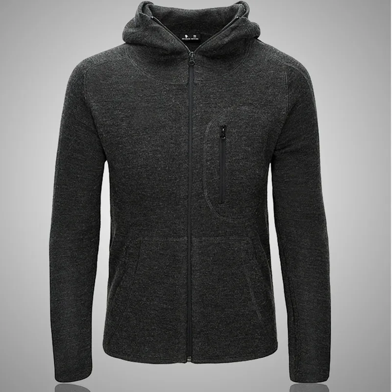 

Autumn Winter Men Thin Hooded Knitted Sweatshirt Coat Outdoor Sport Hiking Climbing Soft Shell Tactical Knitting Jacket Tops