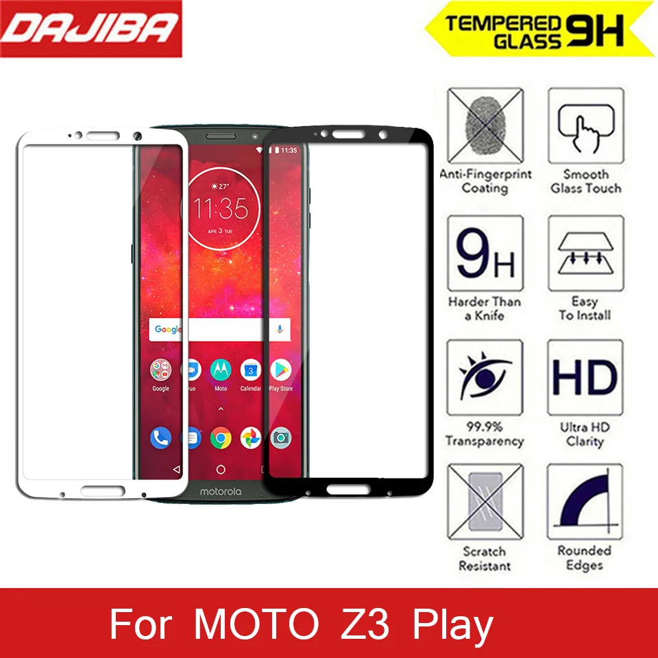 Tempered Glass Film For Motorola Moto Z3 Play Full Cover Arc Edge Round