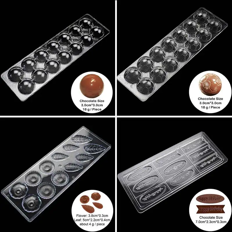 

14 Holes Ball Polycarbonate Chocolate Moulds Plastic Pastry Tools Baking Accessories Love Shape Happy Birthday Baking Mold Z20