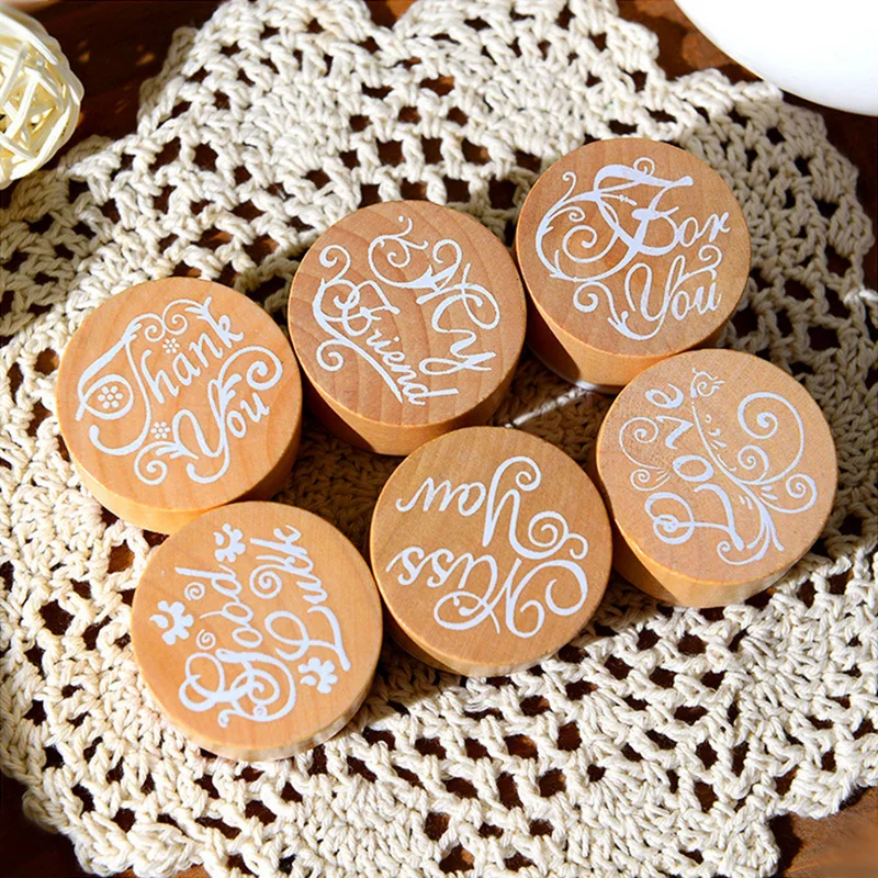 

1pcs Small 3 cm Round greetings wooden stamp Kids DIY Handmade Photo Album Scrapbook decoration Stamps Arts,Crafts gift