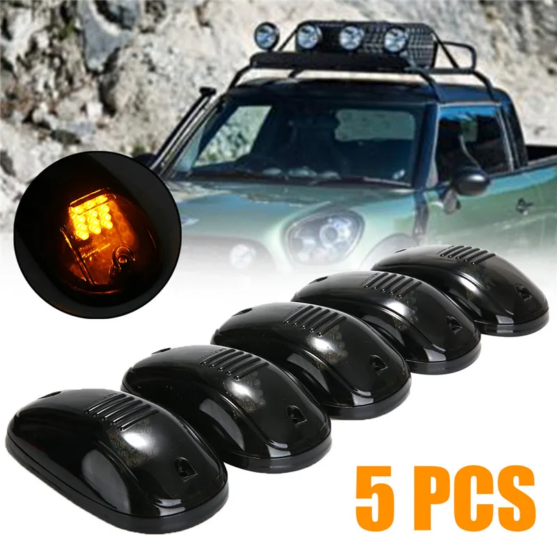 NEW 5PCS Smoked Amber Cab Roof Top Running LED Light for Truck SUV