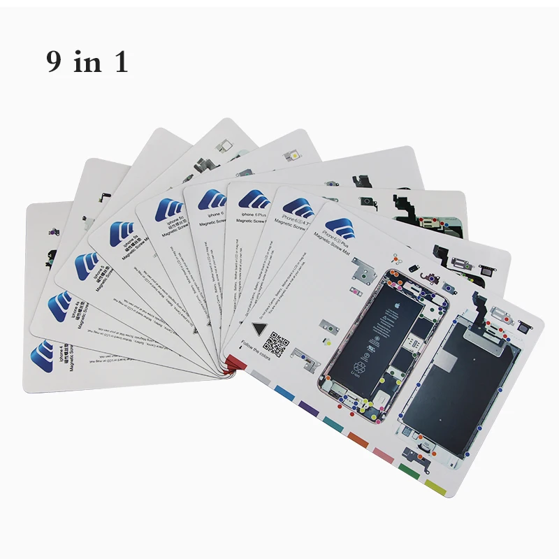 

9 IN 1 Professional Guide Pad for iPhone 4,4s,5,5c,5s,6,6 Plus,6s,6s Plus Magnetic Screw Keeper Chart Mat Phone Repair Tools
