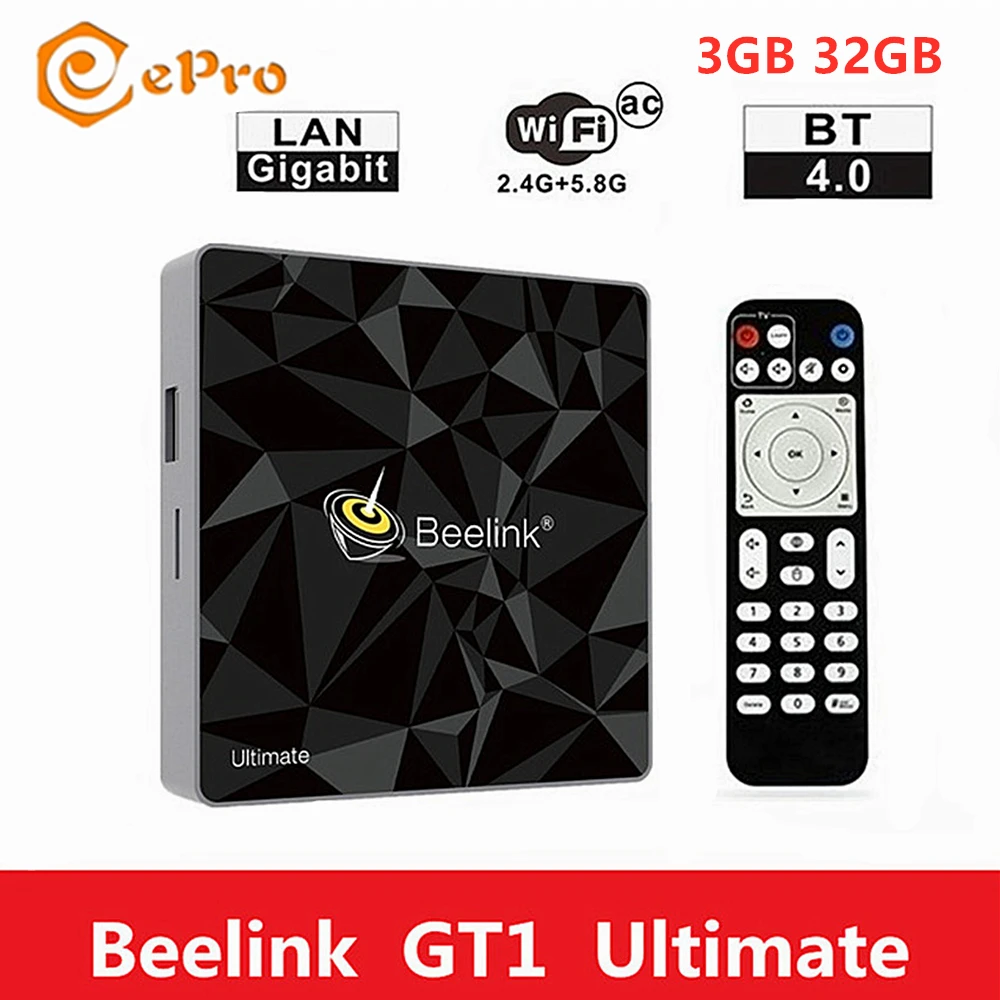 Beelink GT1 Ultimate TV Box Android 7 1 четырехъядерный процессор Amlogic S912 3 ГБ 32 Голосовое