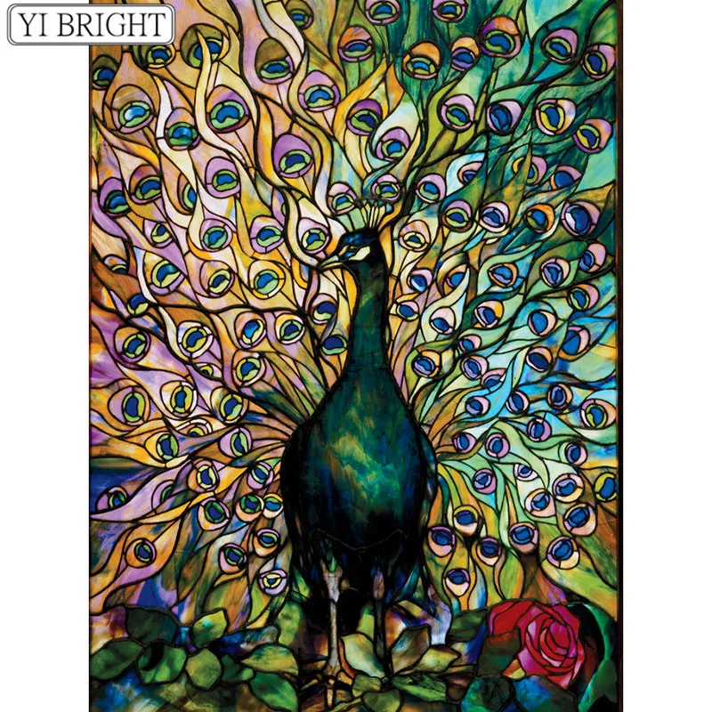 

5D DIY Full Square Diamond Painting Cross Stitch Colorful peacock 3D Diamond Embroidery Rhinestone Mosaic Home Decoration