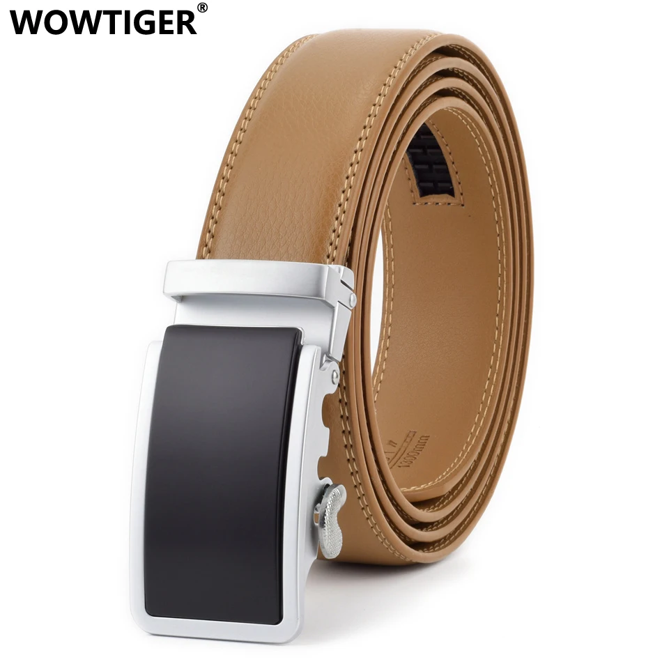 Wowtiger Designer Luxury 3.5cm Genuine Leather Mens Belt Male Automatic ...