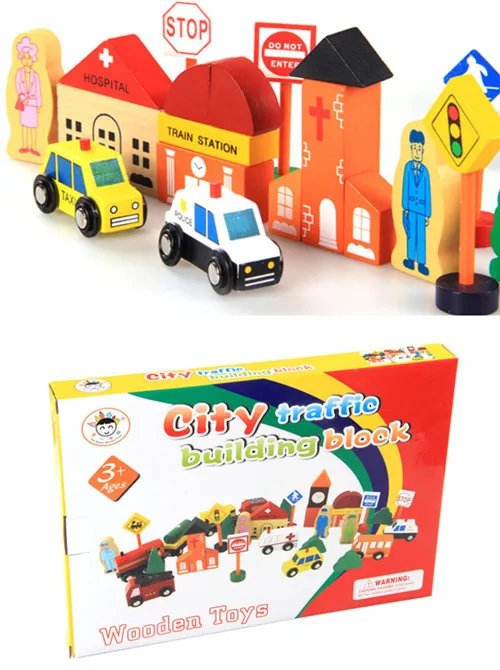 11.11 Baby City Traffic Building Blocks Wooden Montessori Toys For Children Education Kids Gift baby-building-blocks
