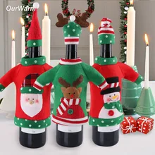 Ourwarm 3pcs Red Wine Bottle Cover New Year’s Products Christmas Party Decoration Supplies 2018 Gifts New Year Decor for Home