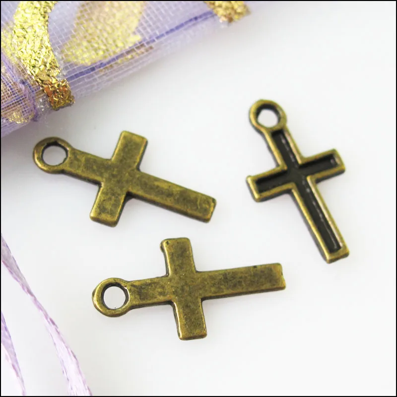 Новый 120 шт. состаренная бронза Цвет Крошечный крест подвески 8x15mm|Шармы| |