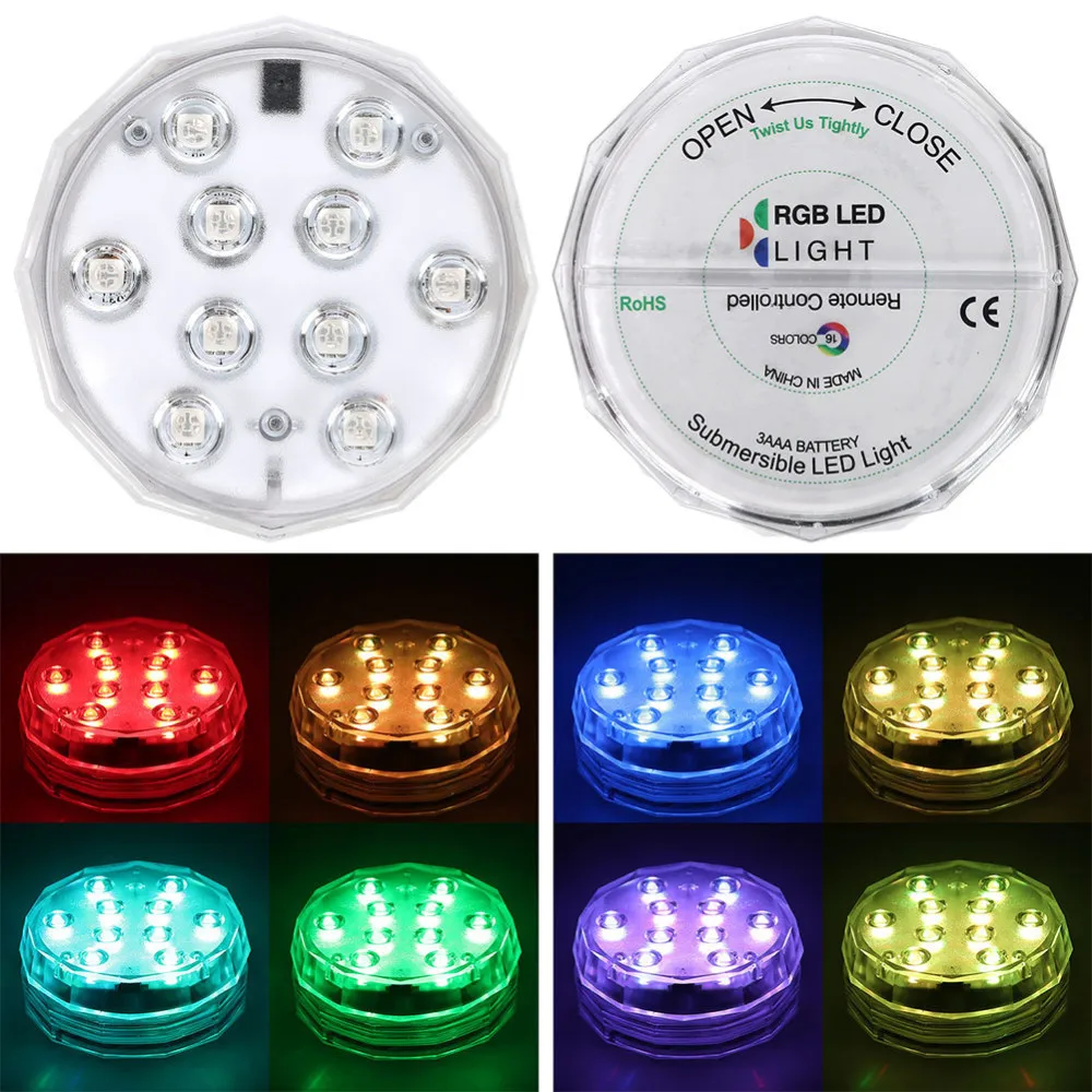 

IP68 Waterproof Multi Color Submersible LED Lights Underwater Night Lamp Tea Light Vase Bowl Party Wedding Christmas Decoration