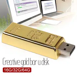 USB флешка последние, золотой слиток USB 2,0 Flash Memory Stick U диск 16 ГБ 32 ГБ 64 ГБ флешки