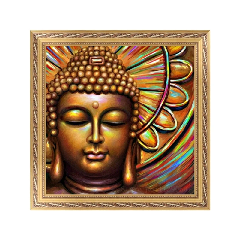 5D DIY Diamond Painting Buddha Resin Round Mosaic Diamond Embroidery Buddha Icon Needlework