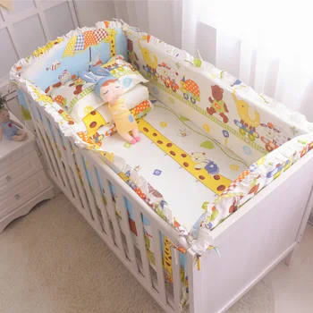 

6pcs Newborn cotton baby cribs bumpers bedding Sets Infant Bumper Boy and Girl Unisex Crib Bumpers Safe Pad+Sheet+Pillowcase