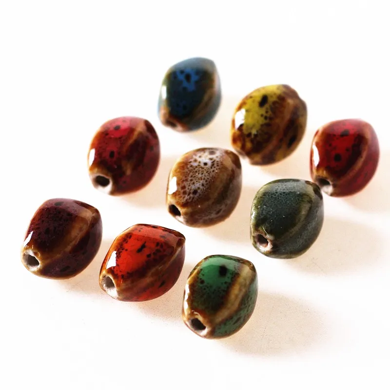 

50 PCS 17mm*12mm Ceramic Bead DIY Handmade Porcelain Spacer Beads Hole Beads For Jewelry Making