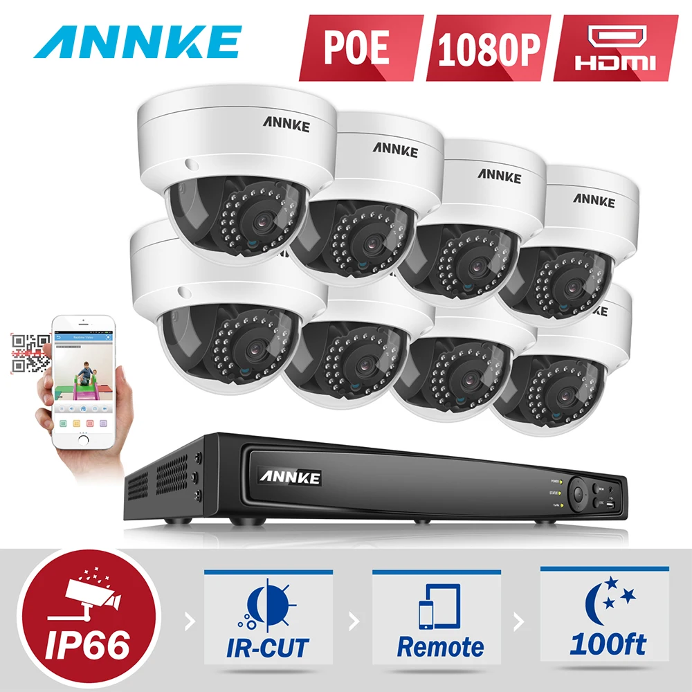 ANNKE 8CH 1080 P PoE камера безопасности система с 6MP 8ch NVR и 8 шт. 2.0MP HD наружная Всепогодная
