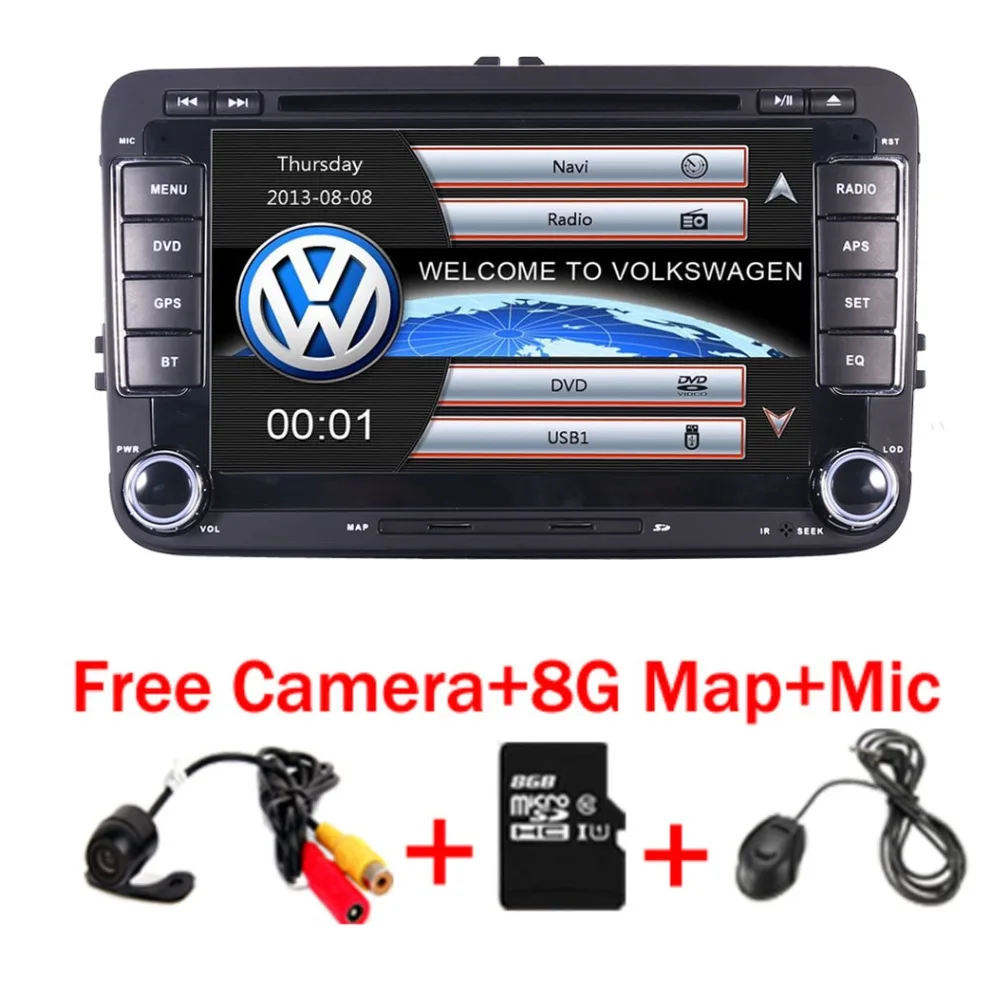 Free Camera+7 inch Touch Screen 2din Car DVD VW Golf Polo Jetta Passat Tiguan with Wifi 3G GPS Bluetooth Radio USB SD IPOD