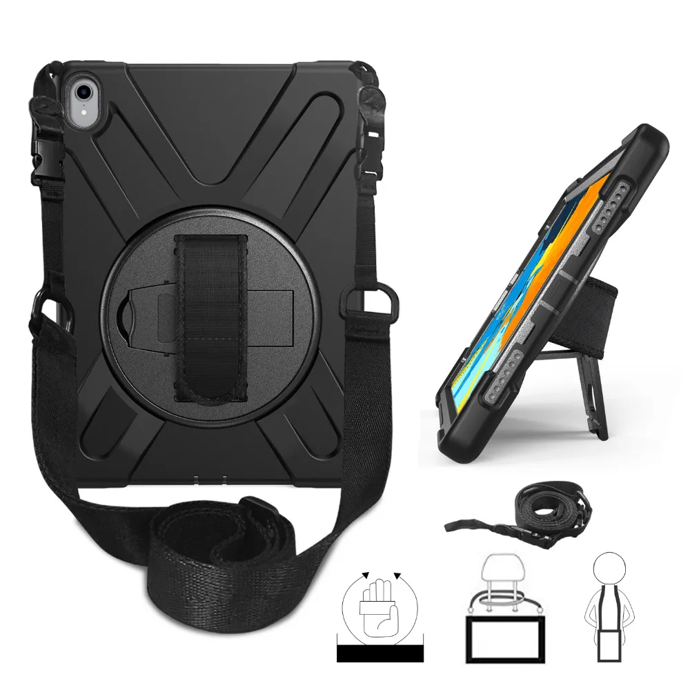 

For iPad Pro 11 2018 Kids Case Heavy Duty Shockproof Protective Case Rotating Hand Kickstand Hand Strap with Shoulder Strap case
