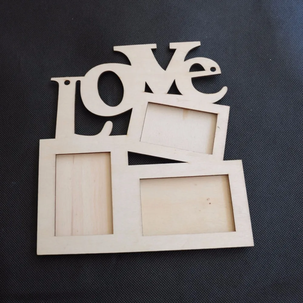 hollow love design wooden photo desk set frame diy picture frames