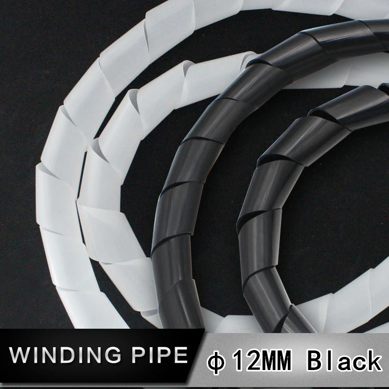 Flame retardant Black spiral bands diameter 12mm About 6M Sleeves Winding pipe