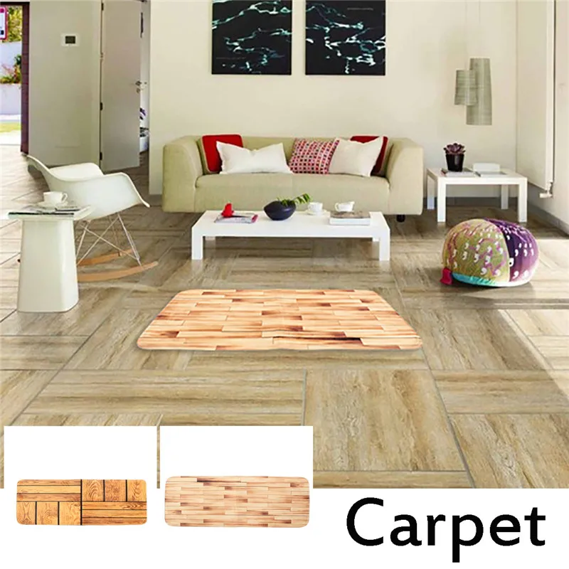 Hall Runner Rug Wood Grain Bamboo Hallway Bedroom Soft Flannel Carpet