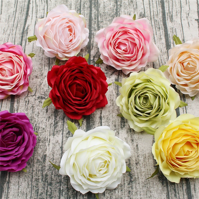 Silk Rose Heads Faux Artificial Flower Heads 100PCS For Wedding Decor