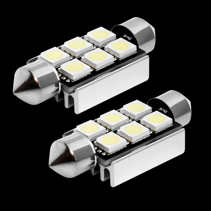 

2pcs 39mm C5W C10W canbus no error Festoon 6 led 5050 smd Car Licence Plate Light Auto housing Interior Dome lamp Reading Lights