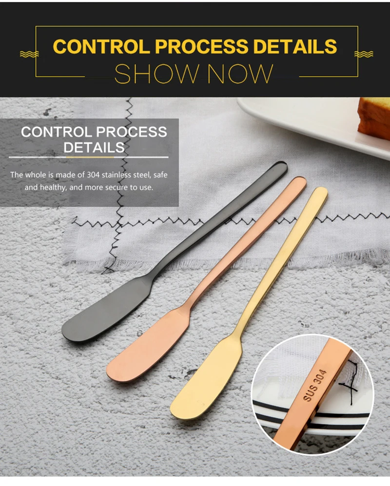 Современный нож для джема 304 нержавеющая сталь 6 цветов лопатка для масла Твердые ножи гальванизированная посуда кухонные инструменты
