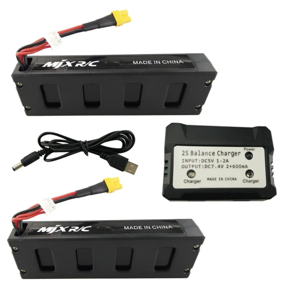 Remote control aircraft UAV MJX B3 B3H BUGS 3H F17 F100 battery 2PCS 7.4V 1800mAh lithium and 2 in 1 charger | Игрушки и хобби