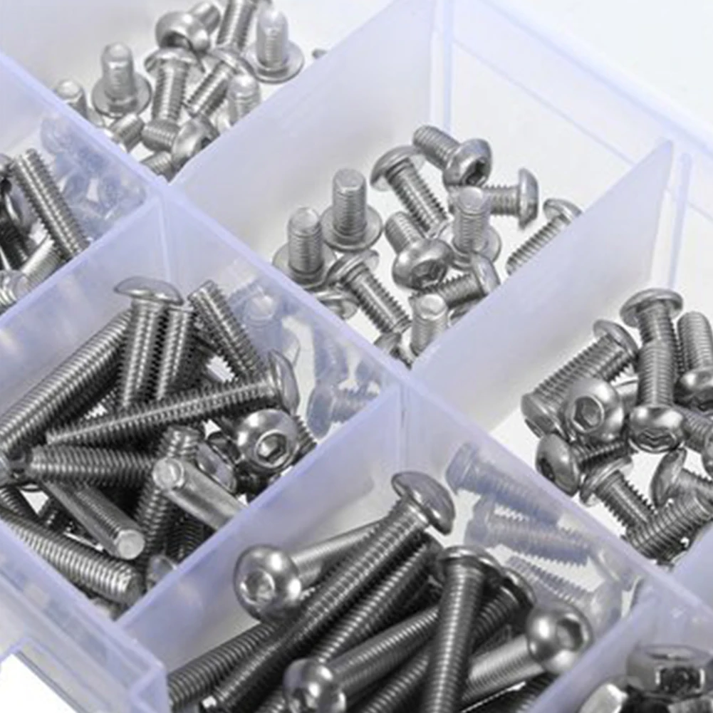 

340pcs/lot M3 Stainless Hex Socket Button Screws Bolt Nut Assortment Kit Hardware Fasteners Nut Bolt Sets