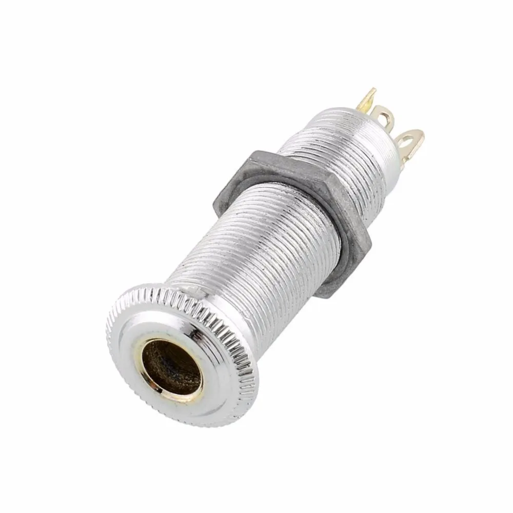 1pcs Chrome Guitar Bass Cylinder Output Jack Flush 1/4 inch Partoutput