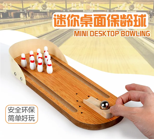 Cheap Children's educational wooden toys wooden mini bowling parent-child interactive decompression creative table games toys